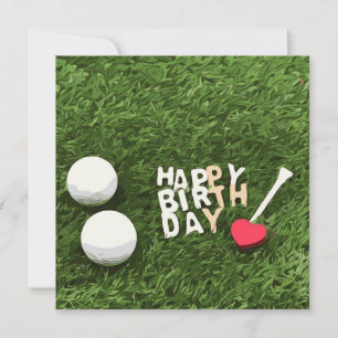 Carte Golf heureux anniversaire avec balle de golf et te