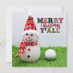 Carte Golf Joyeux Noël au Golfer avec Snowman