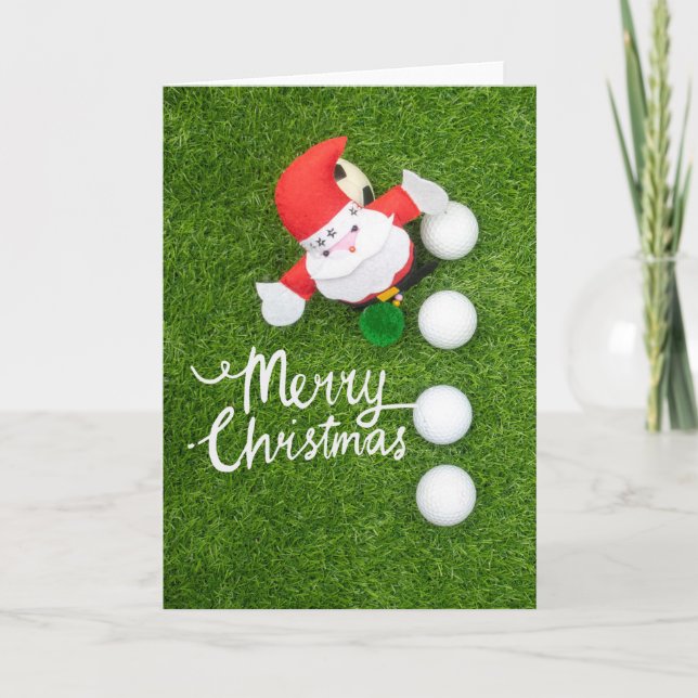 Carte Golf Joyeux Noël avec le Père Noël en vert (Devant)