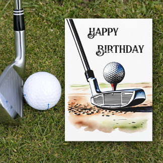 Carte Golf Lovers Aquarelle Peinture Art Anniversaire 