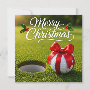 Carte Golf Noël avec balle de golf avec décoration de No