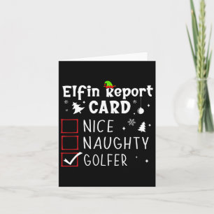 Carte Golf Noël Nice Naughty Funny Liste de Noël Golfer