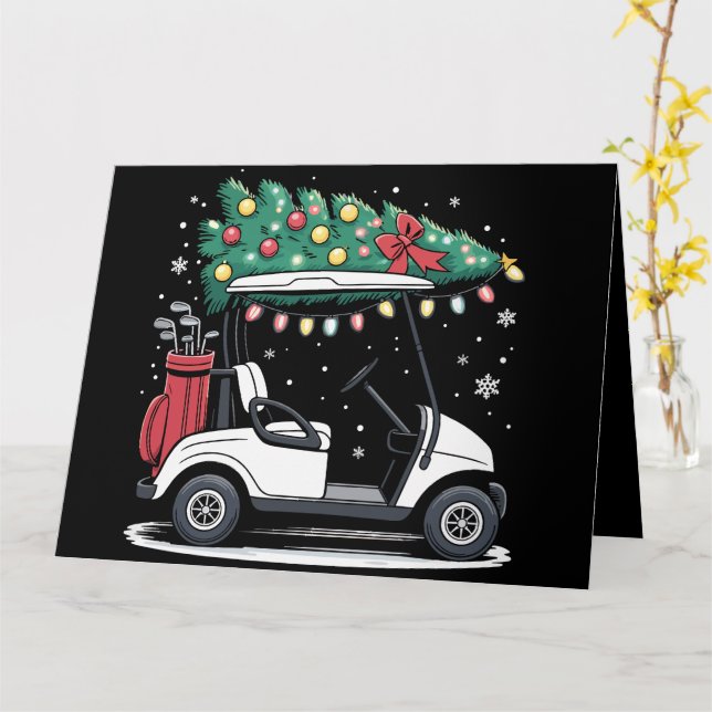 Carte Golf Panier Noël Arbre Lumières Noël Sport Golfeur (Fleur jaune)