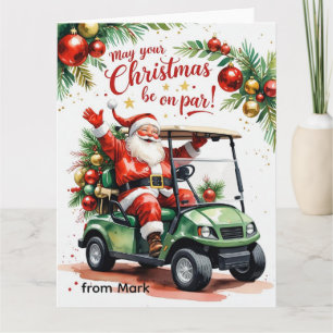 Carte Golf Père Noël équitation voiturette de golf Noël