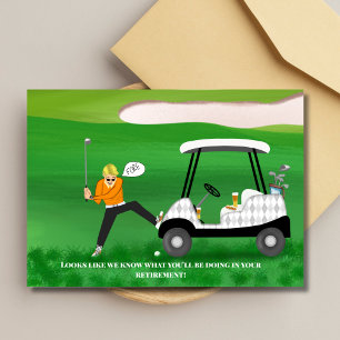 Carte Golf retraité sarcastique avec bière et hot-dog