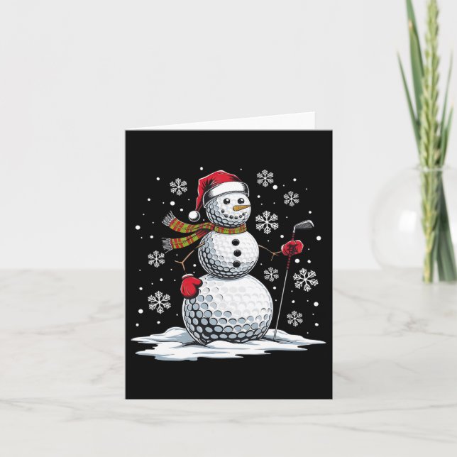 Carte Golf Snowman Golf Player Santa Hat Christmas Amusa (Devant)
