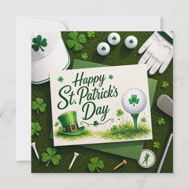 Carte Golf St. Patrick's Day pour thème Golf pour golfeu (Devant)