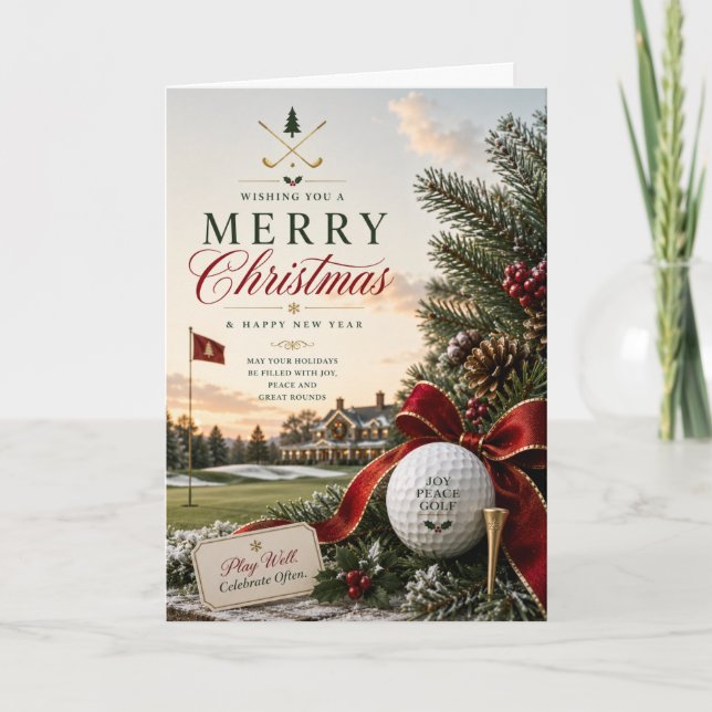 Carte Golf sur le thème de Noël pour golfeur (Devant)