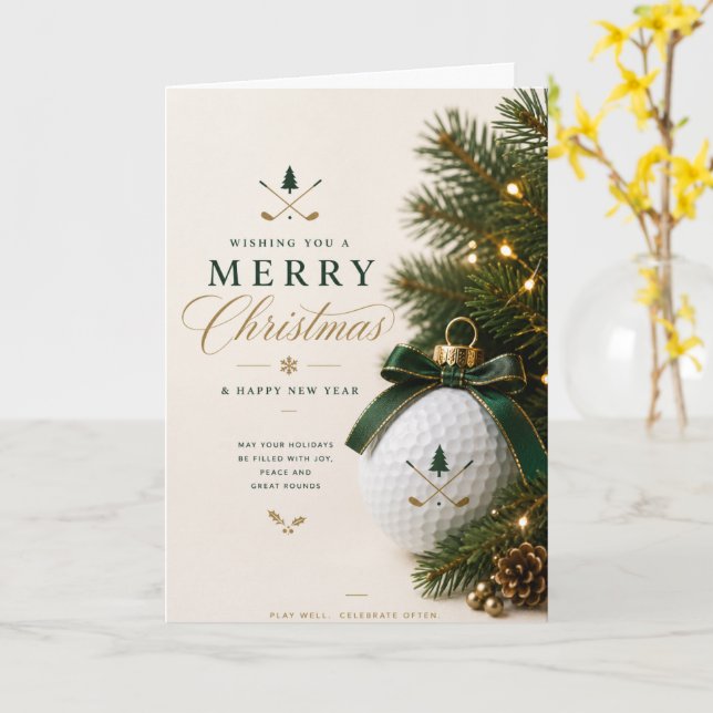 Carte Golf sur le thème de Noël pour golfeur (Fleur jaune)
