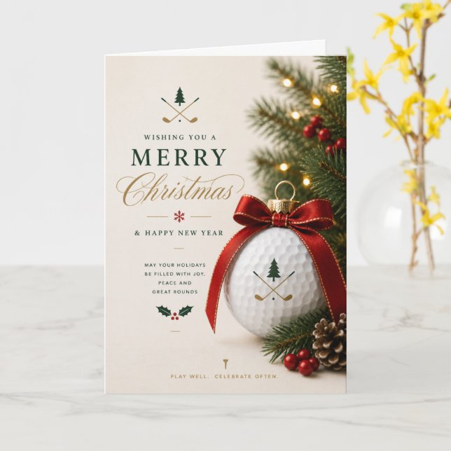 Carte Golf sur le thème de Noël pour golfeur (Fleur jaune)