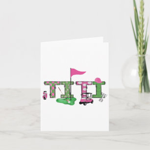 Carte Golf Titi Pink Trou en un Golf 1ère fille annivers