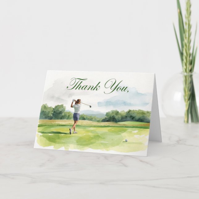 Carte Golf Woman golfer est golfeuse sur le terrain de g (Devant)