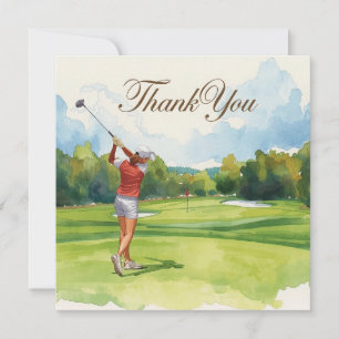 Carte Golf Woman golfer est golfeuse sur le terrain de g