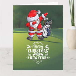 Carte Golfer Santa Claus Dabbing sur le cours Noël