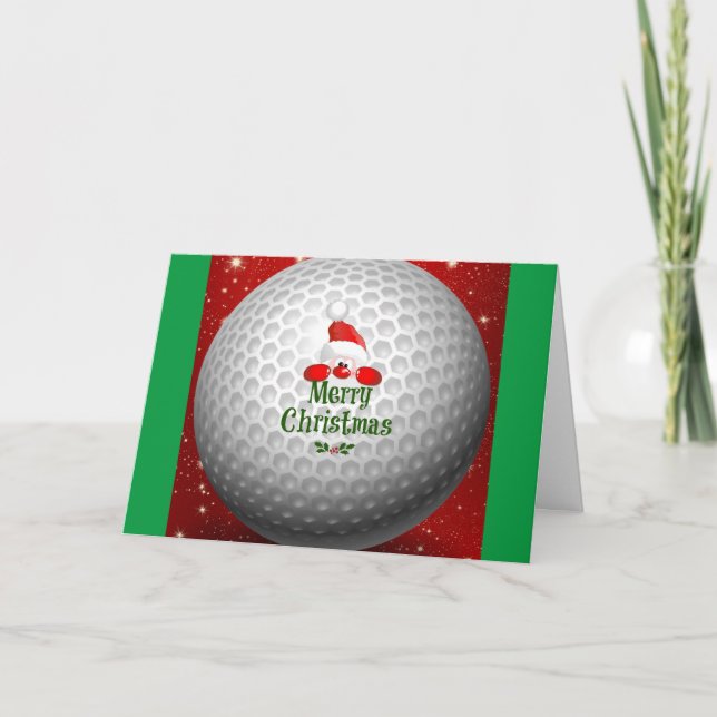 Carte Golfer Santa, 'Merry Christmas' greetings (Devant)