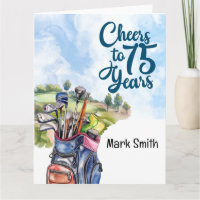 Golfeur 75e anniversaire avec golf Bag sur terrain