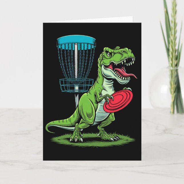 Carte Golfeur de disque drôle dinosaure T-Rex Sket Joueu (Devant)