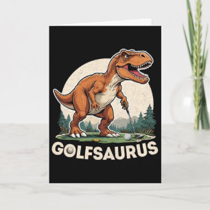 Carte Golfeur Dinosaure T-rex Jouant au Golf Dino Golfi