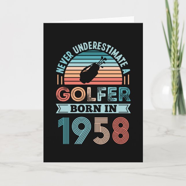 Carte Golfeur né 1958 Golfing 70e anniversaire Cadeau pa (Devant)