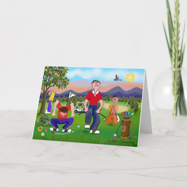 Carte Golfistes de Dessin Animé - Pour l'Amour du Golf (Devant)