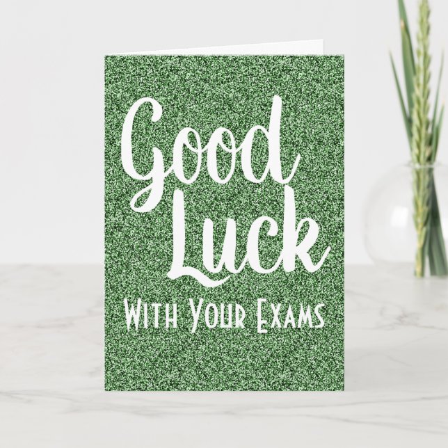 Carte Good Luck (avec texte modifiable) Green Faux Parti (Devant)
