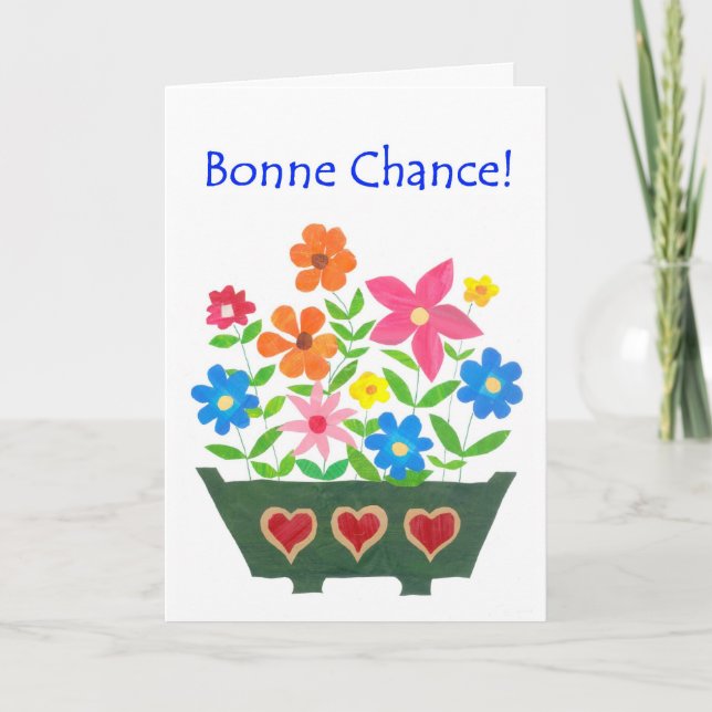 Carte Good Luck Card, French Greeting - Flower Power (Devant)