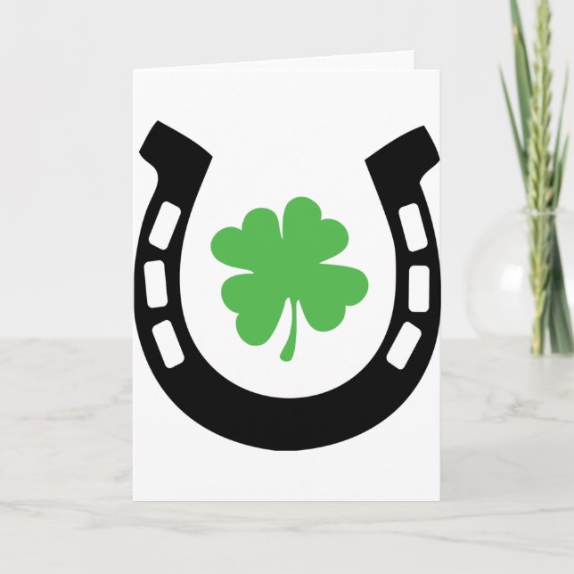 Carte Good Luck Horseshoe Cloverleaf - Shamrock (Devant)