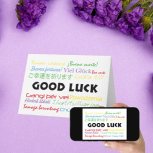 Carte Good Luck in Many Languages Red Green Blue Yellow