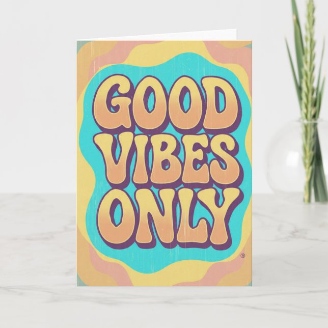 Carte Good vibes only retro groovy style (Devant)