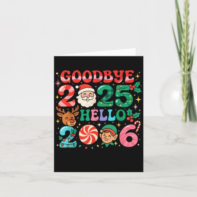 Carte Goodbye 2025 Hello 2026 Cute Christmas New Year  (Devant)