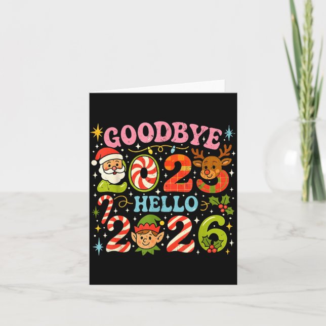Carte Goodbye 2025 Hello 2026 Cute Christmas New Year  (Devant)