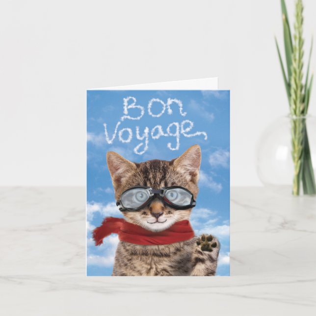 Carte Goodbye Cat - Amusant animal de compagnie Bon Voya (Devant)