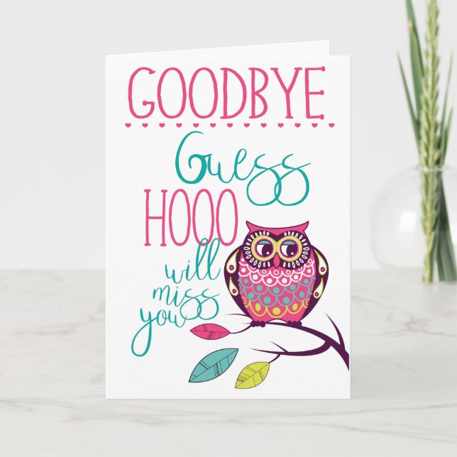 Carte Goodbye Funny Farewell Owl (Devant)