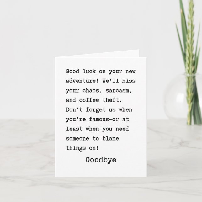 Carte Goodbye moving out (Devant)