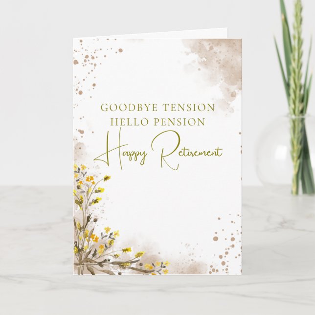 Carte Goodbye Tension Hello Pension Elegant Retirement  (Devant)
