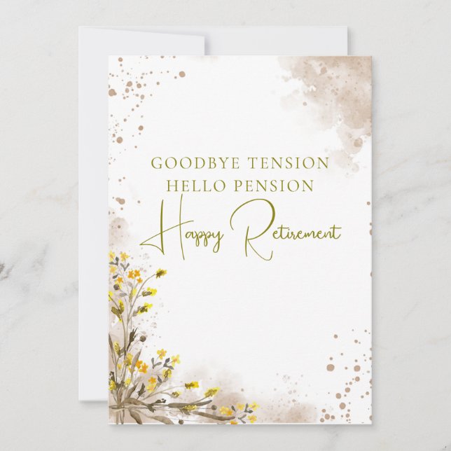 Carte Goodbye Tension Hello Pension Elegant Retirement  (Devant)
