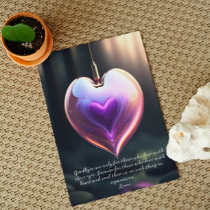 Carte Goodbyes Rumi Citation Glass Heart Greeting Card