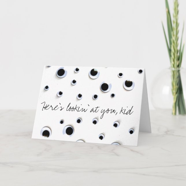 Carte Googly Eyes Black and White Birthday (Devant)