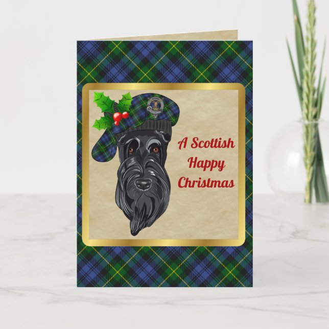 Carte Gordon Badge & Tartan - Noël personnalisé (Devant)