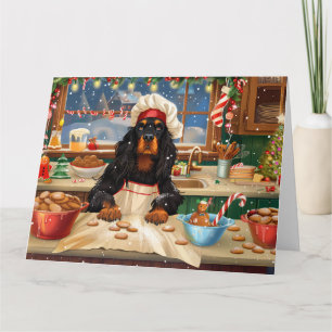 Carte Gordon Setter Gâteau de vacances : Noël festif