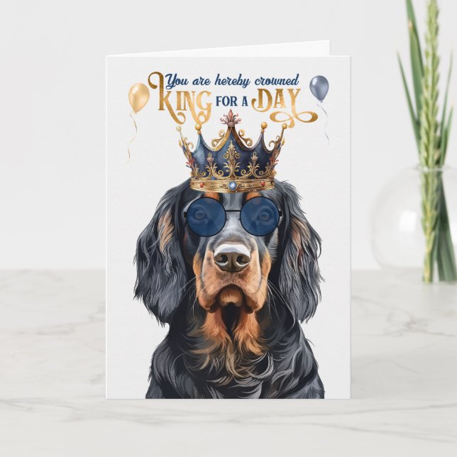 Carte Gordon Setter King pour une journée d'anniversaire (Devant)