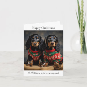 Carte Gordon Setter Puppies dans les pulls de Noël