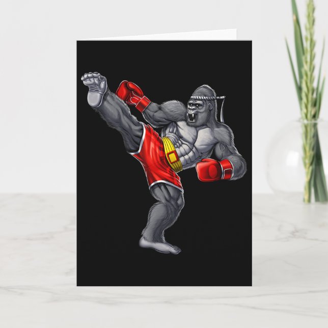 Carte Gorilla Muay Thai Boxing Karate Kickboxing Martial (Devant)