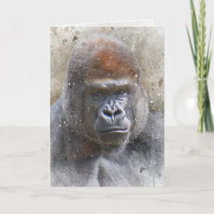 Carte Gorilla Portrait Aquarelle Photo Art Art
