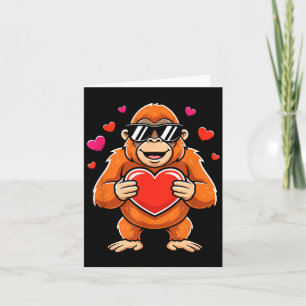 Carte Gorille cool tenant un cœur pour la Saint-Valentin