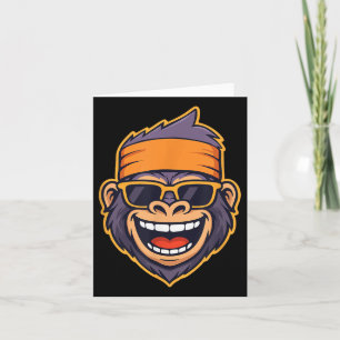 Carte Gorille de singe cool tête de funky singe rétro ba