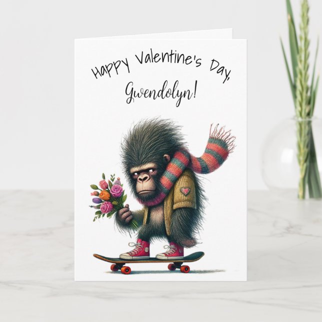 Carte Gorille fantaisiste drôle Joyeuse Saint-Valentin (Devant)