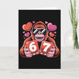 Carte Gorille Mignon Six Sept Avec Coeurs Design Romanti