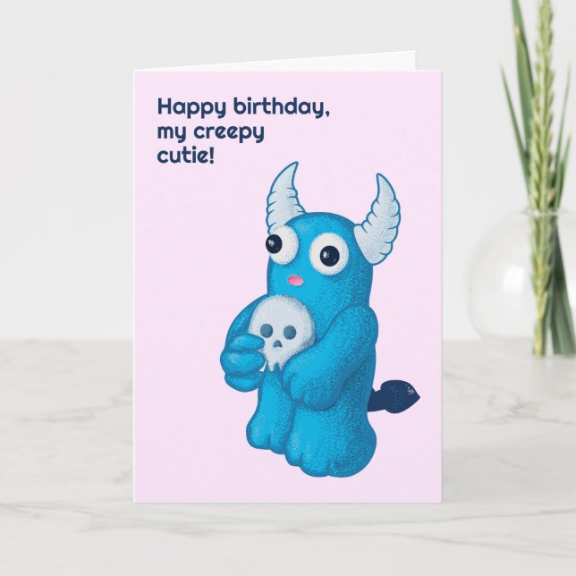 Carte Gote Goth Souhaits d'anniversaire - Démon bleu (Devant)