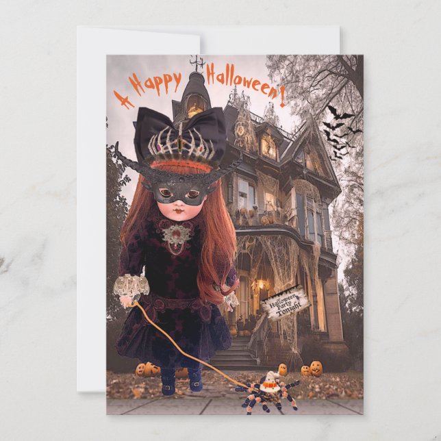 Carte Goth Antique Doll Halloween (Devant)
